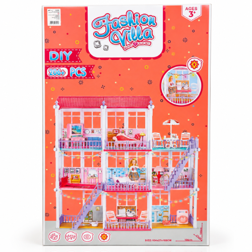 בית בובות Fashion Villa – וילה מפוארת עם 3 קומות ויותר מ־206 חלקים