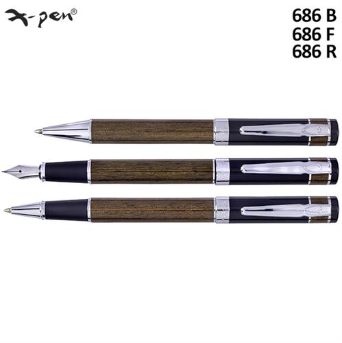 עט ויקטורי  עץ+שחור לכה מבריקה  X-Pen VICTORY דגם XP-686