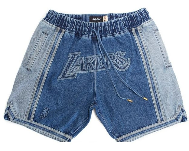 מכנסי NBA קצרים לוס אנג'לס לייקרס JUST DON צבע ג'ינס