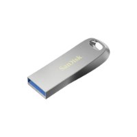 זיכרון נייד SanDisk Ultra Luxe USB 3.1 512GB – פריט בודד כסוף עם לוגו SanDisk וכניסה כחולה