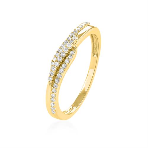 טבעת זהב צהוב 14 קראט משובצת יהלומים