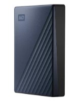 כונן קשיח חיצוני צבע כחול Western Digital My Passport Ultra 5TB – USB-C פריט בודד כחול כהה עם טקסטורה אלכסונית ולוגו WD