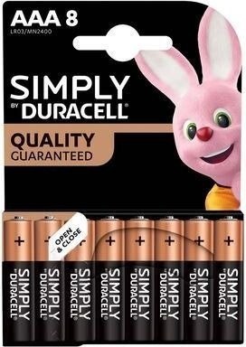 שמיניית סוללות Duracell Simply AAA אלקליין