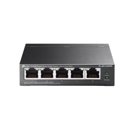מתג Easy Smart ‏TP-Link TL-SG105MPE עם 5 יציאות Gigabit ו-4 יציאות PoE+