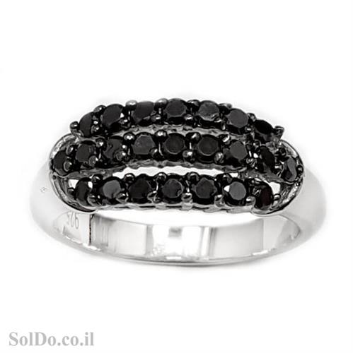 טבעת מכסף משובצת אבני זרקון שחורות RG6057 | תכשיטי כסף | טבעות כסף
