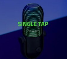 מיקרופון סטרימינג צבע לבן Razer Seiren V3 Chroma RGB – מיקרופון כהה מואר בנקודות עם כיתוב SINGLE TAP TO MUTE