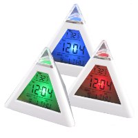 שעון מעורר ומד טמפרטורה מחליף צבעים בצורת פירמידה