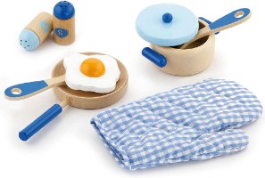 ויגה - סט כלי מטבח כחול + כפפה מעץ VIGA 50115