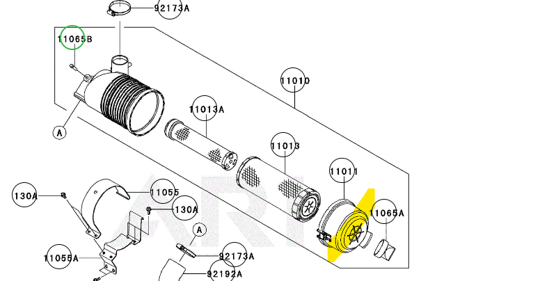 מכסה בית פילטר אוויר גלילי למנוע קוואסקי FX691-801