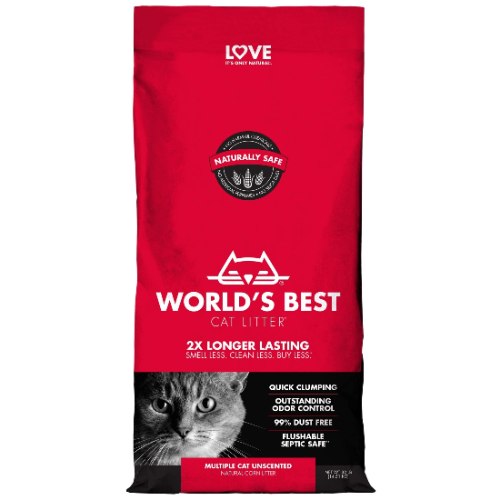 World's Best ™ Clumping Multi-Cat Corn Cat Litter - Unscented, Lightweight, Low Dust, Natural