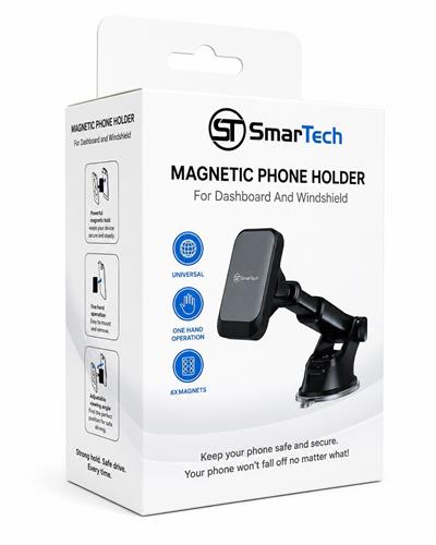 מעמד מנוף לשמשה ולדשבורד SmarTech C730 - עם 6 מגנטים לאחיזה חזקה במיוחד