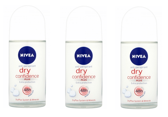 3 יחידות דאודורנט רול און שקוף ניבאה Dry Confidence NIVEA לאישה