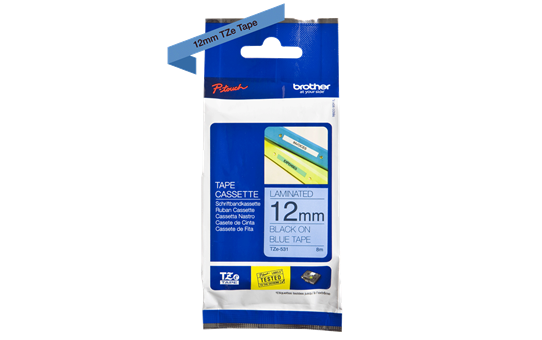 סרט סימון שחור על רקע כחול Brother TZe531 Labelling Tape Cassette 12mmx8m