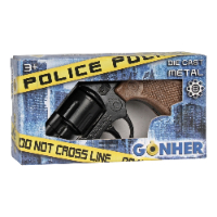 אקדח תופי משטרתי קומפקטי שחור 8 יריות - GONHER Small Metal Police Revolver