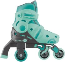 גלגיליות 2 ב-1 מידה 30-33 צבע מנטה Globber 2 in 1 – גלגילייה בודדת בצבע מנטה ואפור כהה במצב למידה עם גלגל קדמי ושני גלגלים
