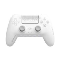 בקר גיימינג אלחוטי צבע לבן Scuf Omega – Bluetooth בקר גיימינג לבן אחד מוצג מלפנים עם כפתורים ג ויסטיקים ומשטח מגע
