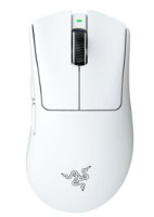 עכבר גיימינג ארגונומי אלחוטי Razer DeathAdder V4 Pro – מבט עליון על עכבר לבן עם גלגלת, כפתורי צד
