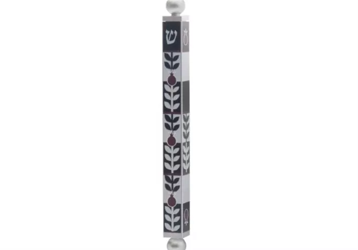 מזוזה רימונים שחור אפור 12 סמ
