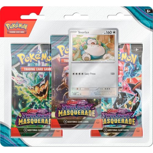 קלפי פוקימון 3 חפיסות בליסטר Pokémon TCG Twilight Masquerade SV06 3-Pack Blister EN Snorlax