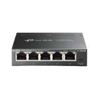 מתג שולחני Tp-Link TL-SG105E 5-Port Gigabit Switch – 4K פריט בודד אפור כהה בעל חמש יציאות RJ45 קדמיות