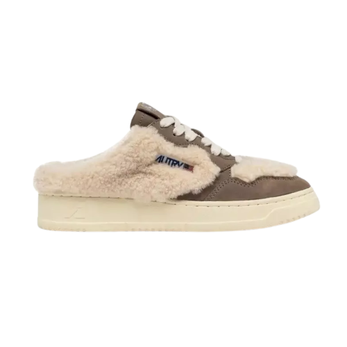 AUTRY – MEDALIST MULE SNEAKERS – BROWN AND FUR