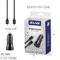 מטען לרכב  יציאות USB + TYPE C עם כבל TYPE-C
