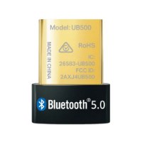 מתאם בלוטות' TP-Link UB500 Bluetooth 5.4 Nano USB – דונגל USB בודד בצבעי זהב ושחור עם הכיתוב Bluetooth 5 0 אלחוטי