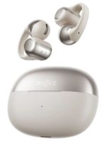 אוזניות אוזן-פתוחה אלחוטיות Shokz OpenDots One – זוג אוזניות אלחוטיות ומארז טעינה בצבע בז בהיר עם גימורים כסופים