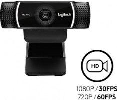 מצלמת אינטרנט עם מיקרופון Logitech C922 Pro Stream 1080p Retail – מבט קדמי על המצלמה ופרטי רזולוציה