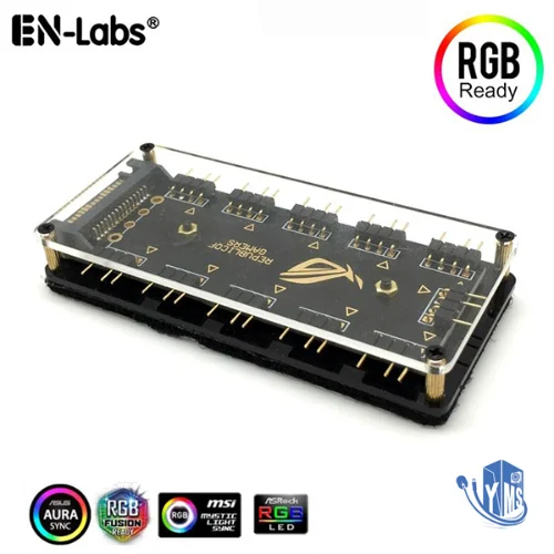 מפצל תאורה למאוורר מארז גיימינג  En-Labs SYNC 5V 3-pin RGB 10 Hub Splitter Molex/SATA Power 3pin