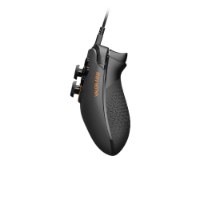 בקר גיימינג חוטי צבע אפור Scuf Valor Wired TMR – הבקר האפור מראה את חלקו השמאלי עם שני משוטים כיתוב VALOR ואחיזה מחוספסת