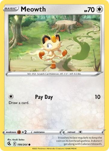 קלף בודד single פוקימון - meowth - Fusion Strike - 199/264