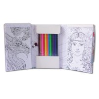פיות ודרקונים - ערכת צביעה + 12 עפרונות צבעוניים