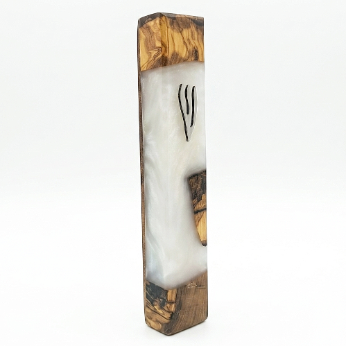 Perfect Finish Mezuzah: Natural Olive Wood & Epoxy