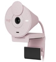 מצלמת רשת עם מיקרופון צבע ורוד Logitech Brio 300 Full HD 1080p – מבט קדמי על מצלמה ורודה עם תפס