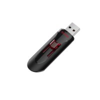 זיכרון נייד SanDisk Cruzer Glide USB 3.0 256GB – פריט בודד שחור עם כפתור הזזה אדום ומחבר USB בולט