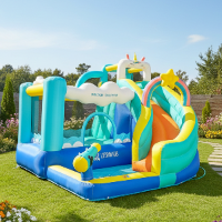 מתקן מתנפח עם מגלשה חד קרן דגם  W73056T מבית Doctor Dolphin