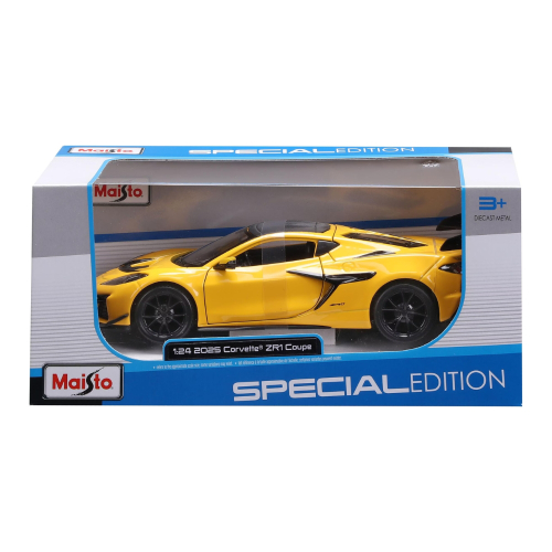 דגם מכונית קורבט - Maisto 2025 Chevrolet Corvette ZR1 Coupe Yellow 1:24