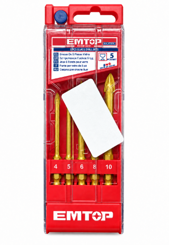 סט מקדחי חץ לזכוכית ⁦EMTOP⁩ – 5 יחידות