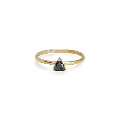 טבעת זהב יהלום שחור משולש 0.35 קראט