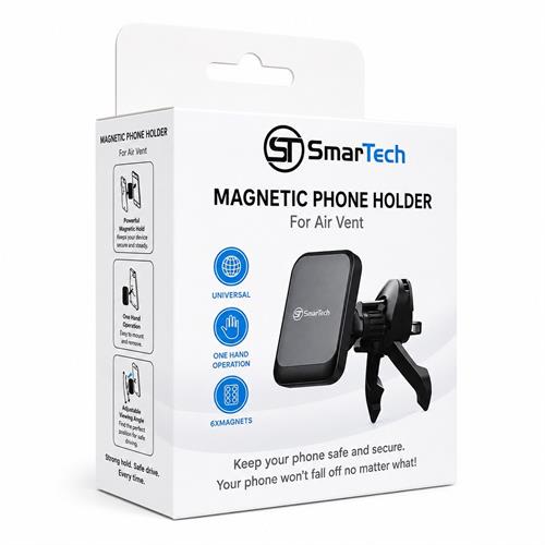 מעמד מזגן אחיזה משולשת SmarTech C720 - עם 6 מגנטים לאחיזה חזקה במיוחד
