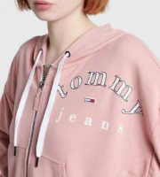 TOMMY HILFIGER Womens L/S Pink Crop Hoodie