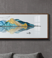 תמונת קנבס מעוצבת הדפס אבסטרקטי של הרים צפים  "הרי ההשתקפות" | תמונה גדולה לבית | תמונת קנבס לרוחב