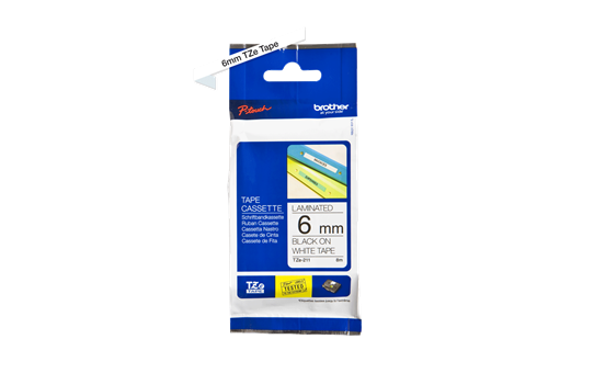 סרט סימון שחור על רקע לבן Brother TZe211 Labelling Tape Cassette 6mmx8m