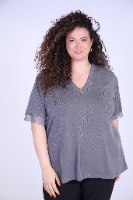 חולצת שימי פס תחרה אפורה