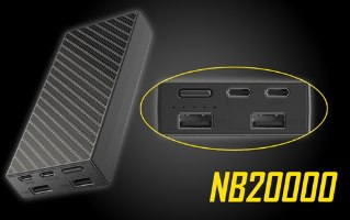 מטען נייד NITECORE NB20000 QC USB & USB-C 4 PORT 20000MAH POWER BANK