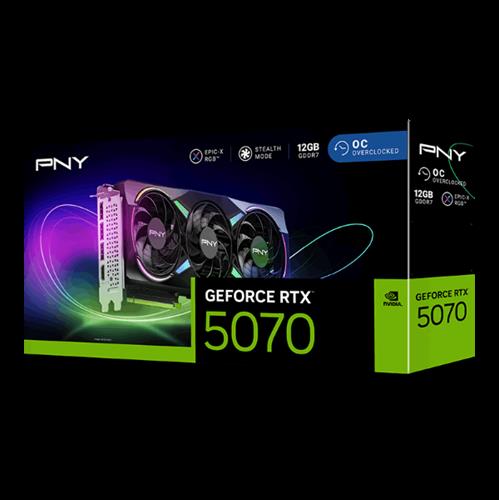 כרטיס מסך PNY GeForce RTX 5070 12GB ARGB EPIC-X RGB Overclocked Triple Fan