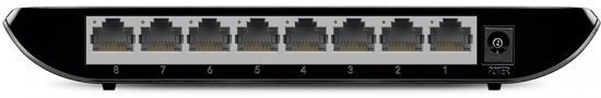 מתג TP-Link TL-SG1008D 8 Ports 10/100/1000Mbps – פאנל אחורי עם 8 יציאות רשת וחיבור חשמל