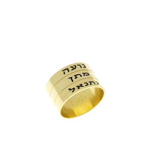 טבעת שורות מחוברת עם חריטה דגם LA525