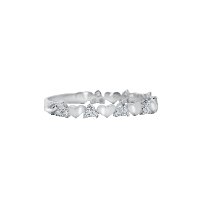 טבעת לבבות משובצת יהלומים טבעיים 0.19 קאראט, זהב לבן 14K